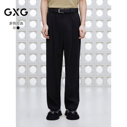 GXG 男装宽松直筒西装裤通勤男商务长裤 黑色 180/XL