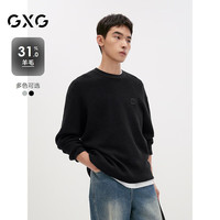 GXG 男装华夫格标针织衫男士打底衫2024年 黑色 175/L