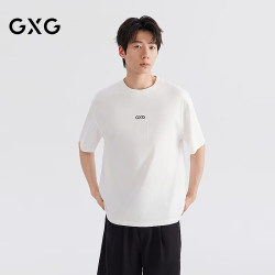 GXG 男装  中廓宽松夏季圆领短袖T恤白色袖口小标26年新款
