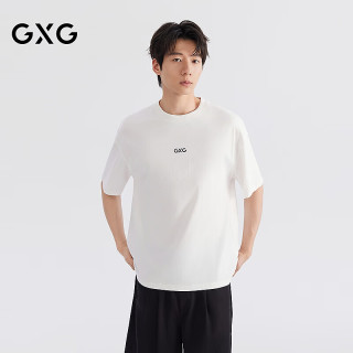 GXG 男装  中廓宽松夏季圆领短袖T恤白色袖口小标26年新款