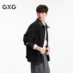 GXG 男装微廓双层领时尚行政夹克通勤茄克廓形外套 黑色 175/L
