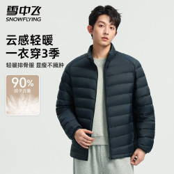 雪中飞 男士日常休闲立领羽绒服秋冬通勤时尚穿搭保暖防寒服纯色百搭外套 藏青色 175/92A