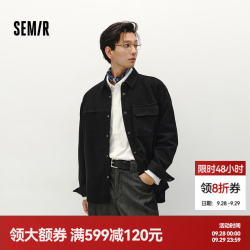 森马 98201 绒感牛仔 水洗黑 L 男士衬衫