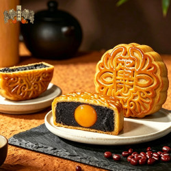 萬利園 蛋黄黑芝麻月饼125g 中秋送礼品正宗广式经典老式糕点单个散装