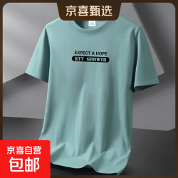 2025新款夏季短袖T恤男透气百搭圆领休闲半袖中年休闲打底衫-SL 豆绿色 M 