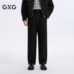 GXG 男装 直筒西裤立体切线黑色长裤通勤休闲裤 2026年春季新品
