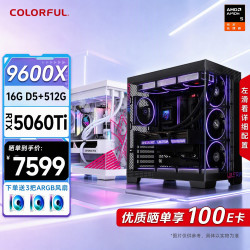 七彩虹 电竞游戏设计渲染 台式组装电脑主机  R5-9600X RTX 5060