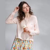 a02 镂空设计感薄款外搭长袖罩衫女士针织衫 粉色 均码