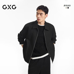 GXG 男装微廓暗纹提花翻领行政夹克通勤茄克外套 黑色 180/XL
