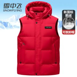 雪中飞 2026秋装新款羽绒马甲男冬季外穿加厚保暖脱卸连帽鹅绒背心