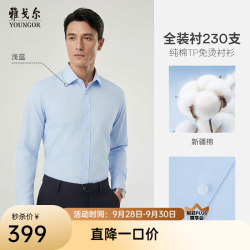 雅戈尔 VLTP114761IBA DP免烫 230支全棉 浅蓝 41 长袖衬衫