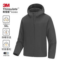 3M新雪丽棉服男士冬季轻量化保暖棉袄男生棉衣外套 黑色 L