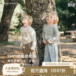 white wheat 纯棉长袖T恤 麻灰 80cm 肩开扣