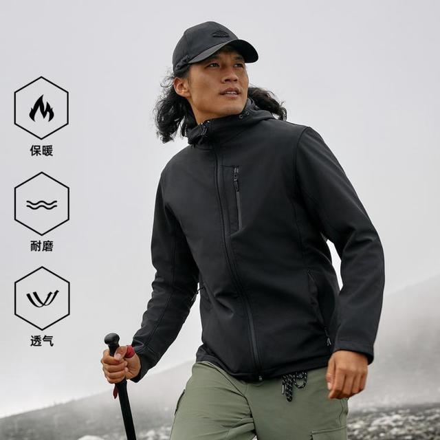 户外徒步：探路者 防风 男士软壳外套