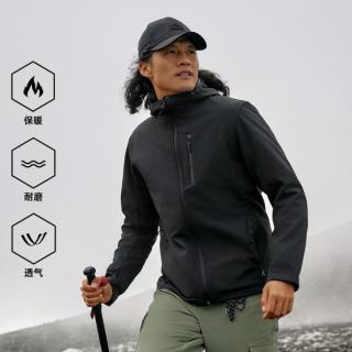户外徒步：探路者 防风 男士软壳外套