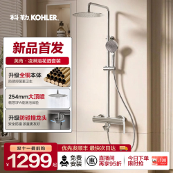 科勒 淋浴一体式花洒套装 250mm顶喷+手持喷头 芙芮凌旋转下水款