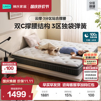 林氏家居 乳胶床垫1.8米x2米双人记忆棉舒睡垫子分区独立弹簧撑腰垫CDT112