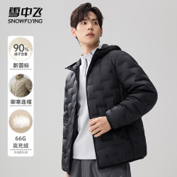雪中飞 轻薄羽绒服男士冬季新款连帽时尚百搭防风外套 黑色2XL