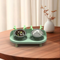 陶瓷双碗猫狗食水碗