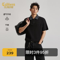 卡宾 polo衫男半拉链牛仔撞色领设计26春短袖polo