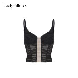 LADYALLURE 「LA」珐琅梦境丨抽褶网纱层次设计感内衣女无钢圈修身鱼骨胸衣