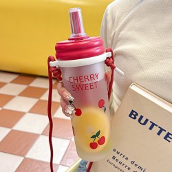 欧梵森 OUFS欧梵森大容量水杯女生吸管杯办公室便携塑料杯子办公室