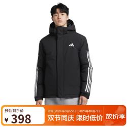 阿迪达斯 JY8303 运动型格系列连帽短棉服 黑色 M