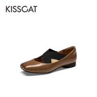 KISSCAT [如意芭蕾]玛丽珍鞋女春夏季交叉带通勤平底单鞋女