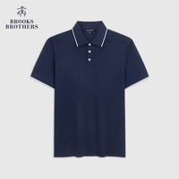 Brooks Brothers [100%棉]男士夏季镶边翻领短袖Polo衫