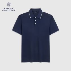 Brooks Brothers [100%棉]男士夏季镶边翻领短袖Polo衫