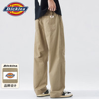 Dickies 休闲裤男士宽松直筒阔腿工装风秋冬季纯棉长裤子男 卡其色    XL