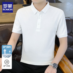 罗蒙 POLO衫男短袖T恤男纯色薄款透气商务休闲打底衫上衣