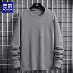 罗蒙 卫衣长袖男秋季圆领百搭潮流运动通勤打底衫 浅灰    3XL