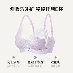 Ubras 无尽花海高级感蕾丝侧收大杯文胸罩性感聚拢大胸显小防下垂内衣