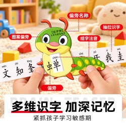 嘟乐仔 儿童偏旁抽拉识字卡 偏旁部首卡片幼儿园识字游戏玩具全套 偏旁抽拉识字卡