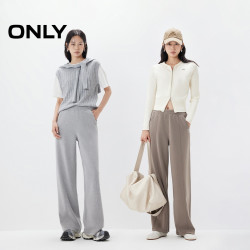 ONLY 秋季潮流天丝抽绳松紧腰头纯色亲肤垂坠阔腿裤休闲裤女