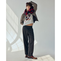 Abercrombie & Fitch 120-5211 美式复古百威图案 浅灰色 M 男士针织衫
