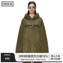 INXX 卫衣商场同款RC系列连帽男女同款宽松做旧长袖外套春秋冬 军绿色 M