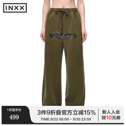 INXX 休闲裤新款商场同款拼接口袋宽松针织长裤男女同款 军绿色 S (165/84A)