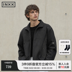 INXX 图层牛仔外套2026新款宽松型夹克外套男女生同款水洗中性风黑 黑色 M