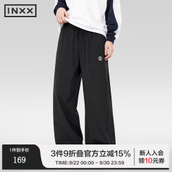 INXX 潮牌高街宽松休闲裤男阔腿直筒裤子女夏季新款情侣黑色长裤 黑色 S