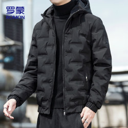 罗蒙 羽绒服男士冬季户外保暖连帽百搭休闲高端外套上衣男装886黑2XL
