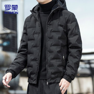 罗蒙 羽绒服男士冬季户外保暖连帽百搭休闲高端外套上衣男装886黑2XL