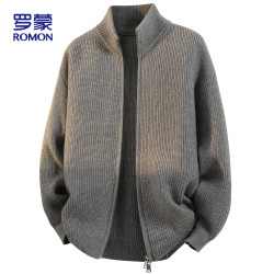 罗蒙 针织衫男士秋冬休闲宽松落肩开衫毛衣保暖上衣外套男MY09灰色2XL