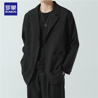 罗蒙 西服男士春秋季潮流宽松翻领商务单西休闲小西装外套CG-K8黑色XL