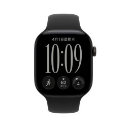 苹果 Watch Series 12 智能手表 46mm GPS版  黑色铝金属表壳 黑色运动型表带 M/L