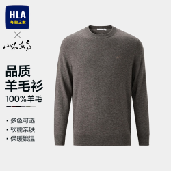 海澜之家长袖针织衫男秋26新山不在高系列纯羊毛圆领羊毛衫男 燕麦3E L