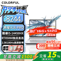 七彩虹 将星X16Pro 16英寸游戏本笔记本电脑 AIPC I5 14450HX+5060  16GB+512G 白 标配 180Hz