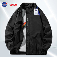 NASA GISS 官方潮牌夹克男潮流时尚春秋立领宽松休闲百搭外套男 黑色 M