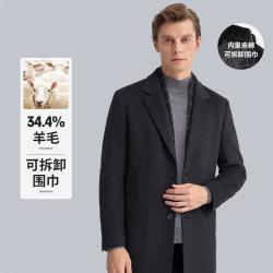 杉杉 中长款毛呢大衣针织外套秋冬季